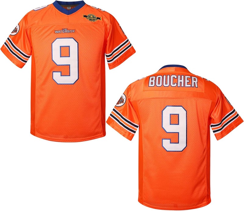 MESOSPERO Youth Bobby Boucher Jersey 9 The Waterboy Sandler 50th Anniversary Movie Football Jersey for Boy's Girl's Orange - Image 1
